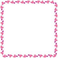 Hand drawn hearts border and frame on white background vector