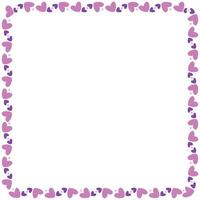 Hand drawn hearts border and frame on white background vector