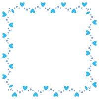 Hand drawn hearts border and frame on white background vector