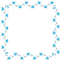 Hand drawn hearts border and frame on white background vector