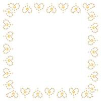 Hand drawn hearts border and frame on white background vector