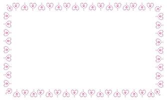 Hand drawn hearts border and frame on white background vector