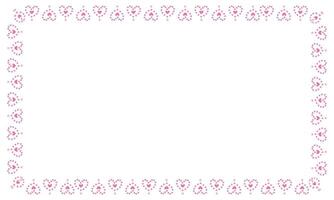 Hand drawn hearts border and frame on white background vector