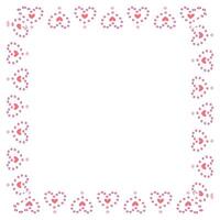 Hand drawn hearts border and frame on white background vector