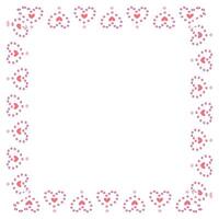 Hand drawn hearts border and frame on white background vector