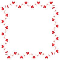 Hand drawn hearts border and frame on white background vector