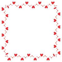 Hand drawn hearts border and frame on white background vector