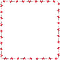 Hand drawn hearts border and frame on white background vector