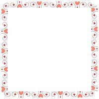 Hand drawn hearts border and frame on white background vector