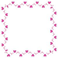 Hand drawn hearts border and frame on white background vector
