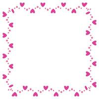 Hand drawn hearts border and frame on white background vector