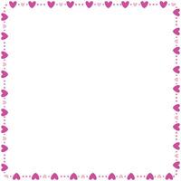 Hand drawn hearts border and frame on white background vector