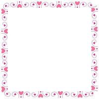 Hand drawn hearts border and frame on white background vector