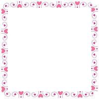 Hand drawn hearts border and frame on white background vector