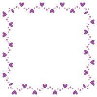 Hand drawn hearts border and frame on white background vector