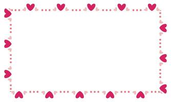 Hand drawn hearts border and frame on white background vector