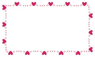 Hand drawn hearts border and frame on white background vector