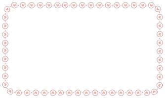 Hand drawn hearts border and frame on white background vector