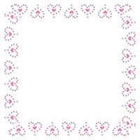 Hand drawn hearts border and frame on white background vector