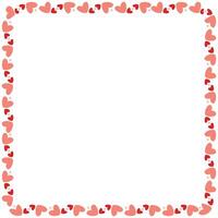 Hand drawn hearts border and frame on white background vector