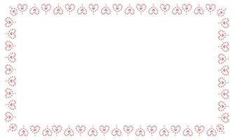 Hand drawn hearts border and frame on white background vector
