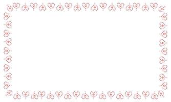 Hand drawn hearts border and frame on white background vector