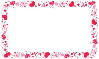 Hand drawn hearts border and frame on white background vector