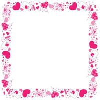 Hand drawn hearts border and frame on white background vector