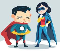 Sad Superman and Superwoman vector