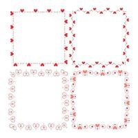 Hand drawn hearts border and frames collection vector