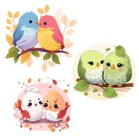 Cute Lovebirds cuddling vector