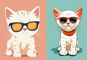 Sad kitten in sunglasses vector