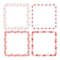 Hand drawn hearts border and frames collection vector