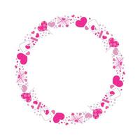 Hand drawn hearts border and frame on white background vector