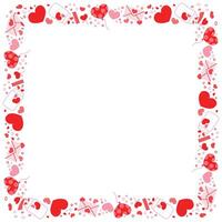 Hand drawn hearts border and frame on white background vector