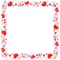 Hand drawn hearts border and frame on white background vector