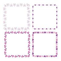 Hand drawn hearts border and frames collection vector