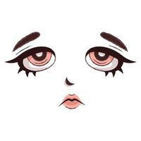 anime face. Manga style closed eyes, little nose and kawaii mouth vector