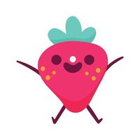 cute handdrawn cartoon strawberry character on white vector
