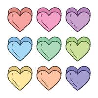 Hearts Hand Drawn Scribble Filled Line collection vector