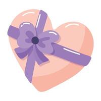 Heart tied ribbon. Heart shape gift for valentines day on white background vector