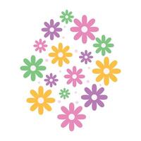 Pretty flowers collection in flat style background vector