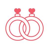 A pair of rings are shown with hearts on them vector