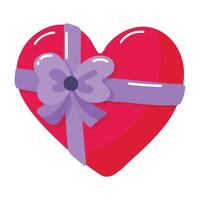 Heart tied ribbon. Heart shape gift for valentines day on white vector