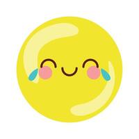 Emoji smiling cartoon kawaii on white background vector