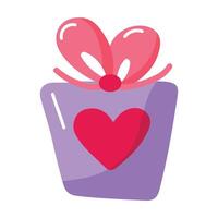 gift box with bow and heart decoration Saint Valentines present on white background vector