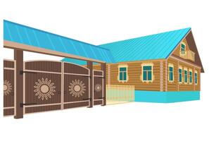 Traditional Russian hut, old wooden house vector