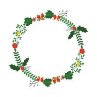 Hand drawn christmas wreath on white background vector