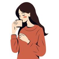 Girl drinking coffee. illustration vector