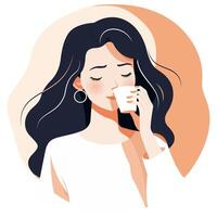 Girl drinking coffee. illustration vector